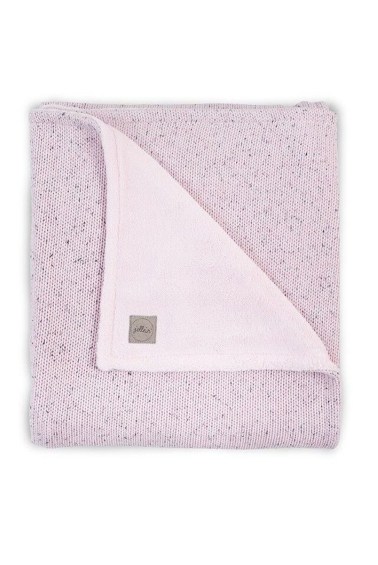 вязаный плед с мехом confetti knit 100х150 см vintage pink jollein