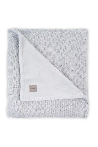 вязаный плед с мехом confetti knit 75x100 см grey jollein