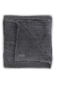 вязаный плед с мехом natural knit 100х150 см anthracite jollein