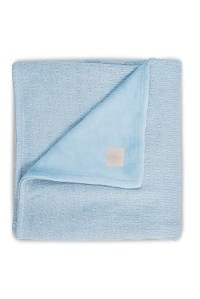 вязаный плед с мехом soft knit 100х150 см blue jollein фото 5