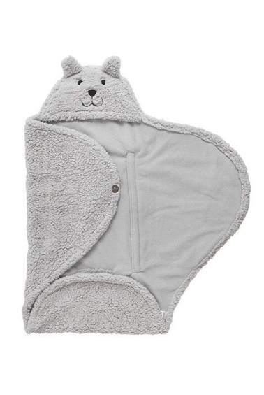 меховое одеяло-конверт teddy bear light grey jollein