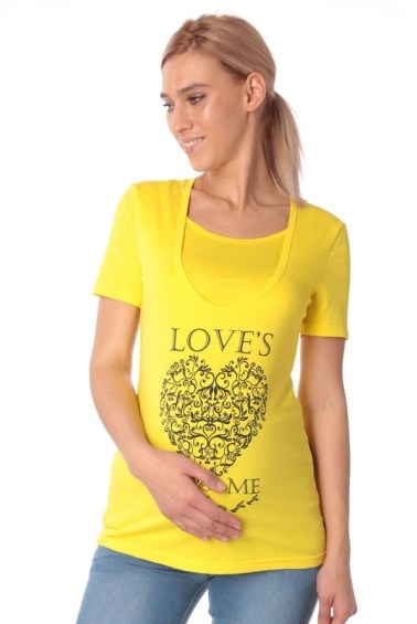 футболка для беременных и кормящих желтая euromama