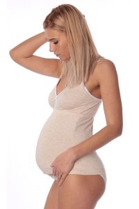 майка для беременных и кормления меланж бежевая euromama фото 4