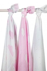 Комплект муслиновых пеленок 115х115 см, 3 шт Clouds Pink