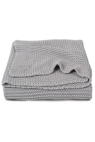 вязаный плед heavy knit 100х150 см light grey jollein