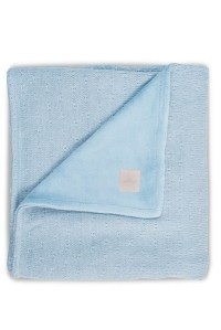 Вязаный плед с мехом Soft knit 75x100 см Blue