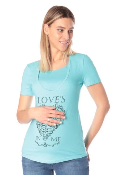 футболка для беременных и кормящих бирюзовая euromama
