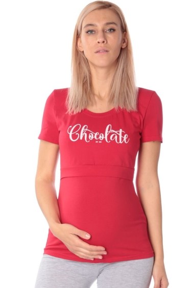футболка для беременных и кормящих chokolate красная euromama