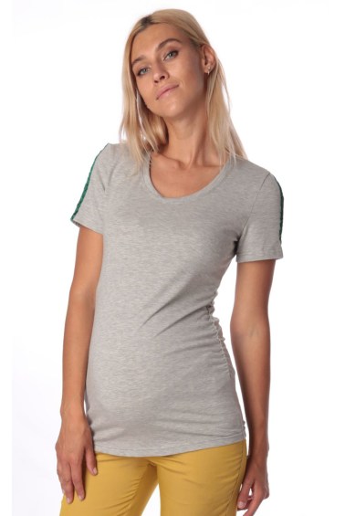 футболка для беременных зеленая полоска euromama