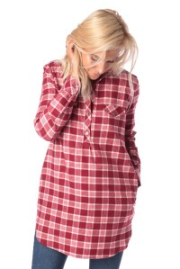 блуза-рубашка для беременных фланель красная euromama фото 3