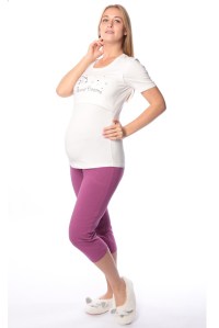 Пижама футболка и капри лиловый для беременных и кормящих