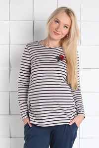 блуза прямого силуэта в полоску серыйсиний для беременных мамуля красотуля