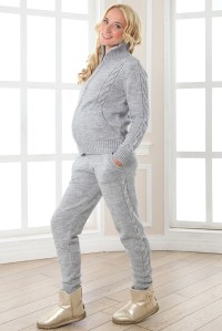 Вязанный комплект для беременных Уна серый