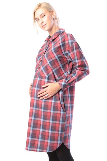платье для беременных и кормящих фланель бордо  euromama