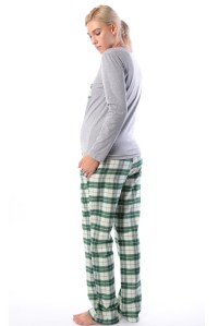 пижама для беременных и кормления зеленая клетка euromama фото 3