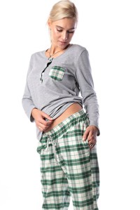 пижама для беременных и кормления зеленая клетка euromama фото 4