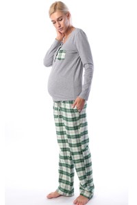 пижама для беременных и кормления зеленая клетка euromama фото 6
