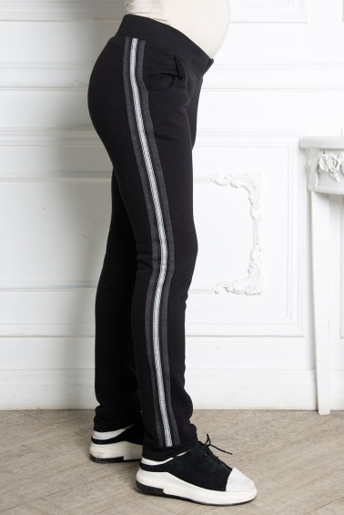 брюки спорт утепленные черные для беременных  мамуля красотуля