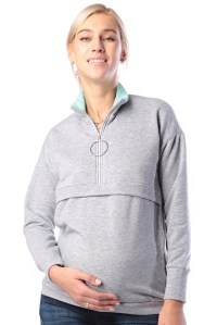 Джемпер футер меланж серый для беременных и кормящих