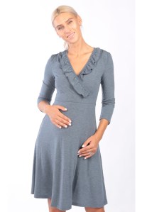 Платье вискоза с рюшей синий для беременных и кормящих