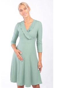 Платье вискоза с рюшей зеленый для беременных и кормящих