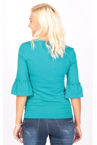 блуза для беременных и кормящих бирюза короткий рукав euromama фото 3