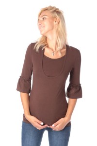 блуза для беременных и кормящих шоколад короткий рукав euromama фото 2