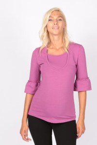 блуза для беременных и кормящих лиловый короткий рукав euromama фото 3