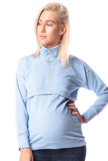 джемпер футер меланж голубой для беременных и кормящих euromama
