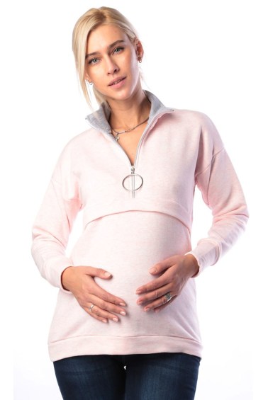 джемпер футер меланж розовый для беременных и кормящих euromama
