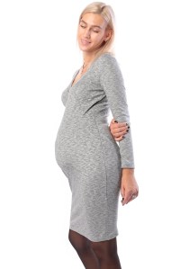 платье на запах трикотаж серый для беременных и кормящих euromama фото 3
