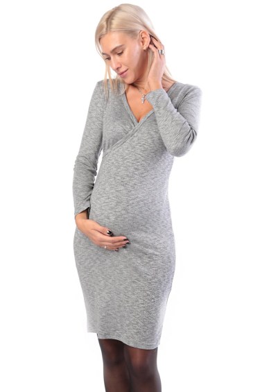 платье на запах трикотаж серый для беременных и кормящих euromama