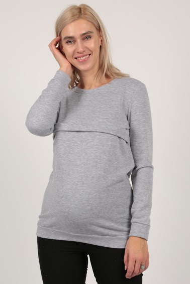 туника футер меланж серый для беременных и кормящих euromama
