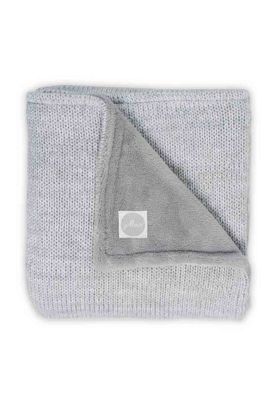 вязаный плед с мехом melange knit 75x100 см soft grey jollein