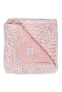 вязаный плед с мехом melange knit 75x100 см soft pink jollein