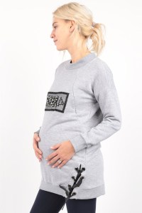 туника футер светло серый для беременных и кормящих euromama фото 6
