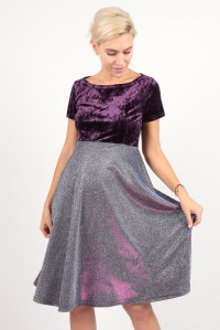 Платье велюр люрекс фиолетовый