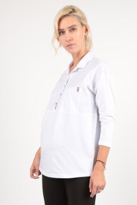 блуза-рубашка белая для беременных и кормящих euromama фото 5