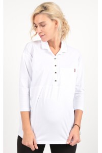 блуза-рубашка белая для беременных и кормящих euromama