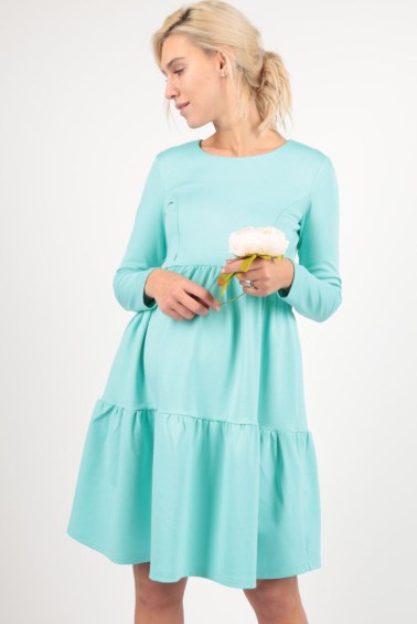 платье с воланами ментол для беременных и кормящих euromama