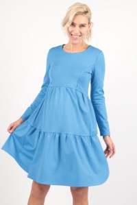 Платье с воланами т. голубой для беременных и кормящих