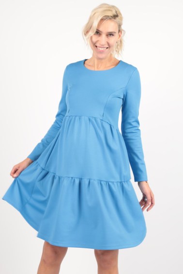 платье с воланами т. голубой для беременных и кормящих euromama