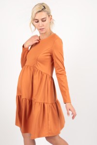 Платье с воланами оранжевое для беременных и кормящих