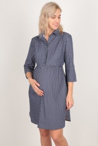 платье-рубашка темно-синий горох для беременных  euromama