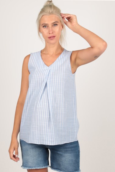 хлопковая блуза полоска-складка голубая euromama