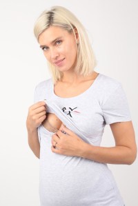 футболка для беременных и кормящих sayyes меланж серая euromama фото 3
