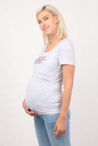 футболка для беременных и кормящих sayyes меланж серая euromama фото 2