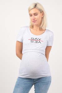 футболка для беременных и кормящих sayyes меланж серая euromama