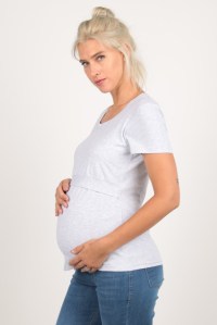 футболка для беременных и кормления меланж серая diva фото 4
