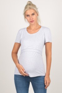 футболка для беременных и кормления меланж серая diva
